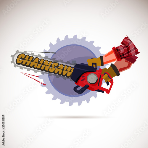hand with chainsaw - vector