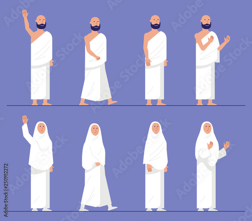 Modern Flat Hajj Pilgrimage Character
