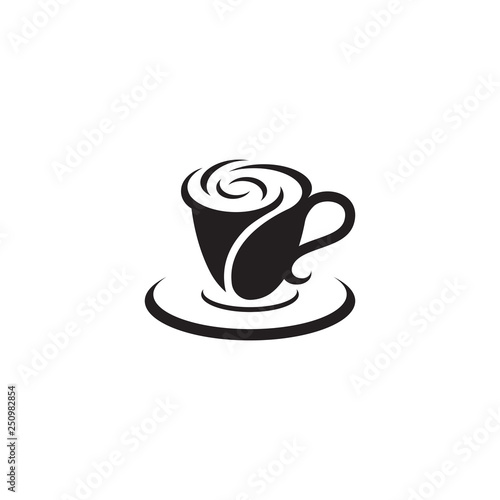 Rose cup coffee logo vector