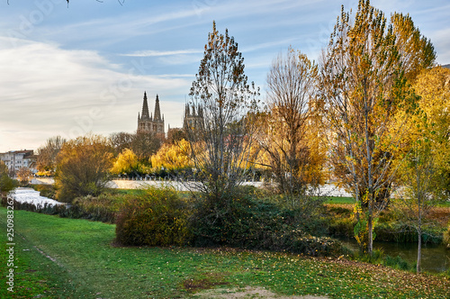 View of Burgos Cathedral from Glera del Arlanzon photo