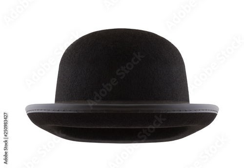 Black bowler hat isolated on white background