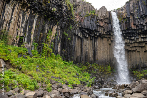  Svartifoss Waterfalls or Balck Waterfall, Vatnajokull National Park on Iceland