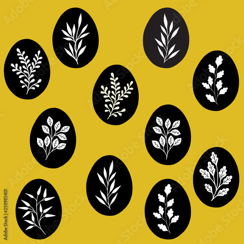 Easter eggs joy holiday black and white