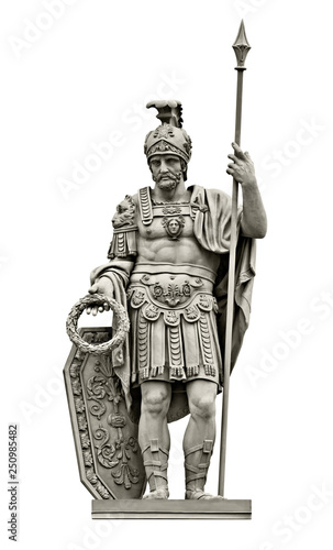 Statue of Roman god of war Mars (Ares). Isolated on white