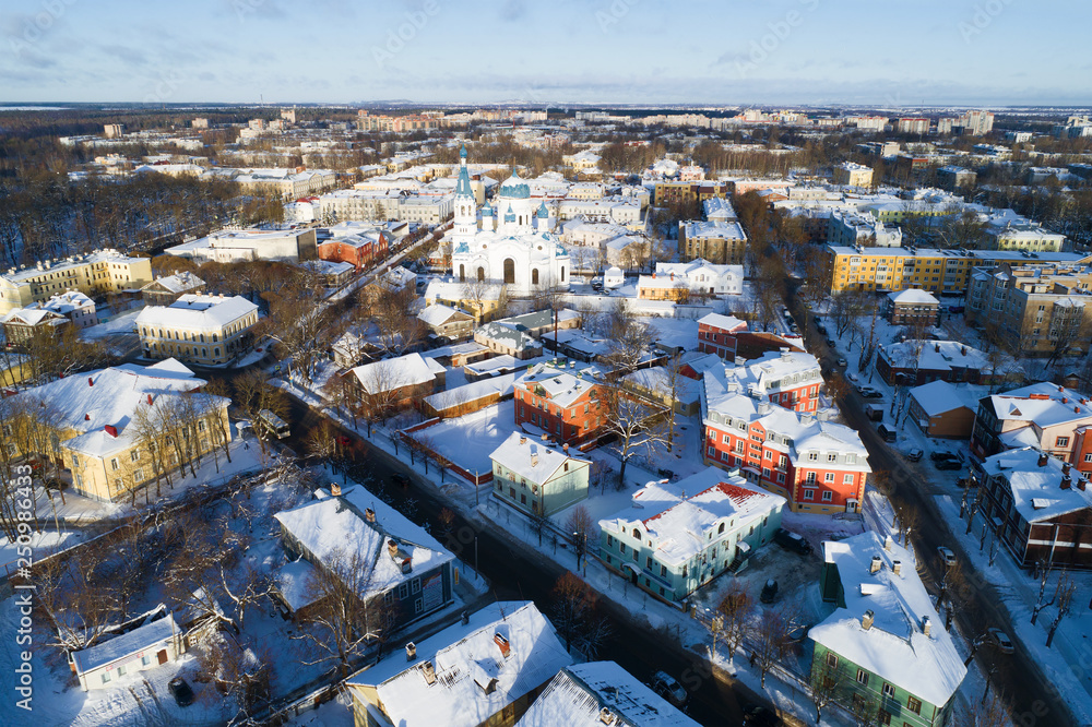 Obraz premium Cityscape January day (aerial photography). Gatchina, Russia