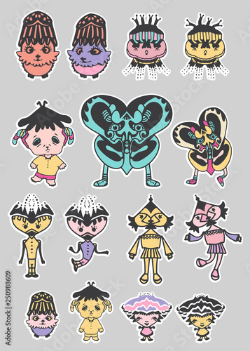 set of funny character icons