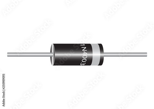 A diode is a semiconductor device having two contacts - an anode and a cathode, a current is passed through the diode. photo