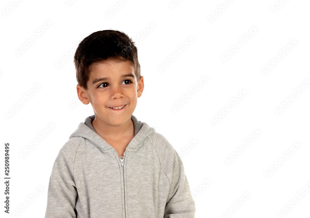 Happy child with grey sweatshirt Happy child with grey sweatshirt