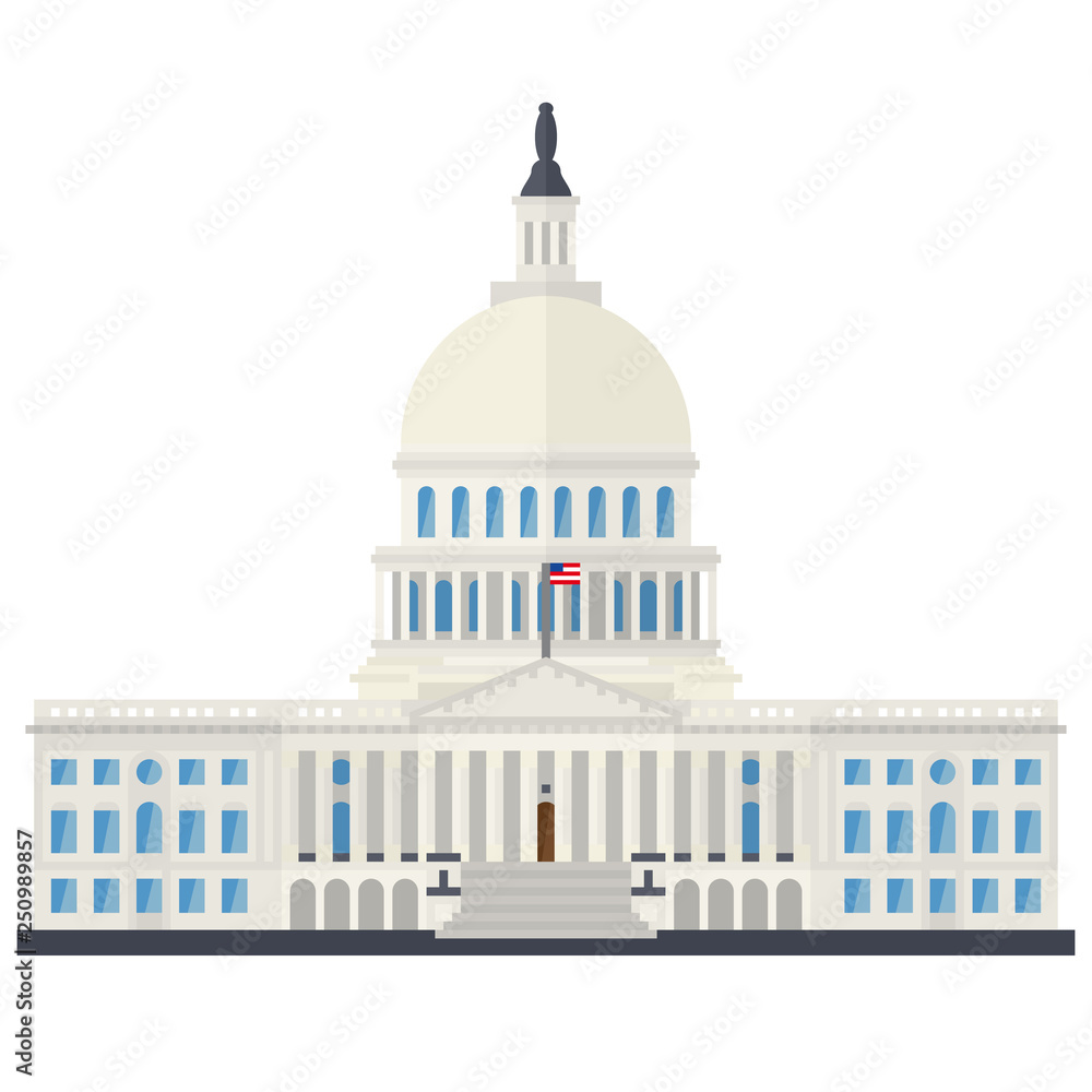 The Capitol at Washington, flat design vector icon