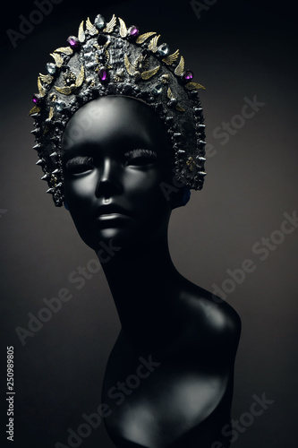 Gothic dark silver headpiece kokoshnik