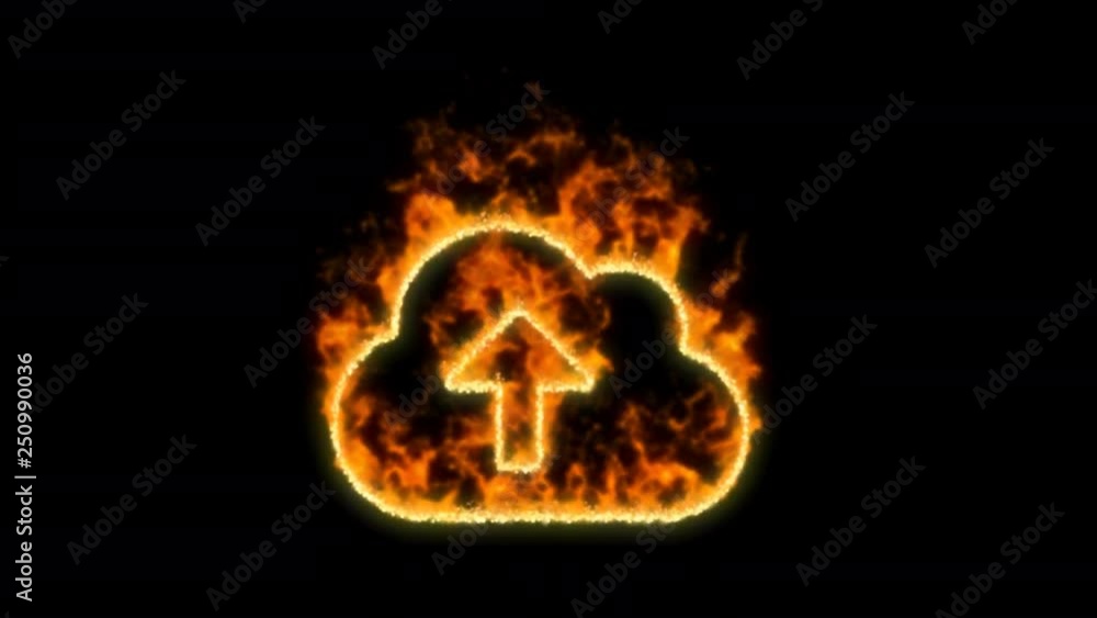 cloud upload symbol inflames. Then disappears. In - Out loop. Alpha channel Premultiplied - Matted with color black cloud upload symbol inflames. Then disappears. In - Out loop. Alpha channel Premultiplied - Matted with color black