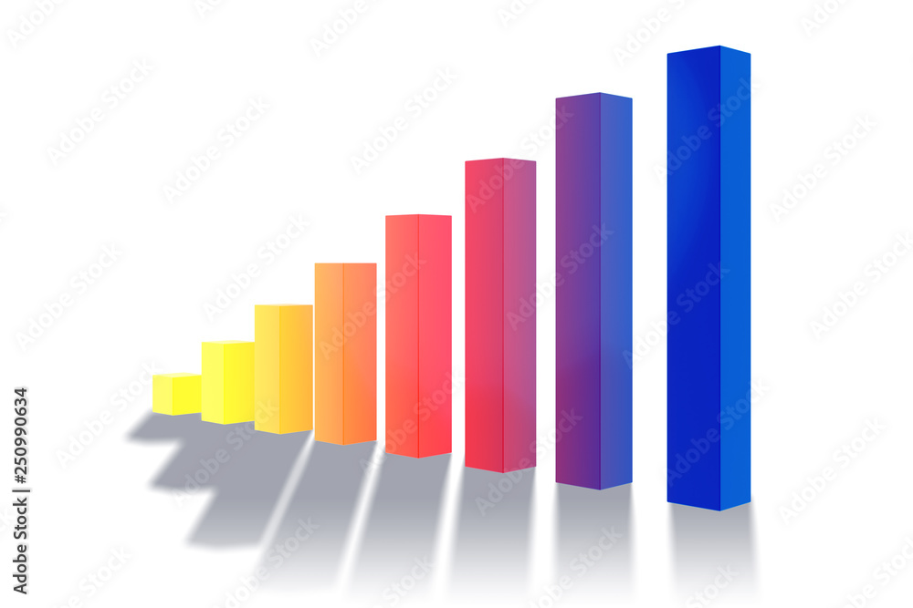 Bar chart showing growth - 3d rendering Bar chart showing growth - 3d rendering