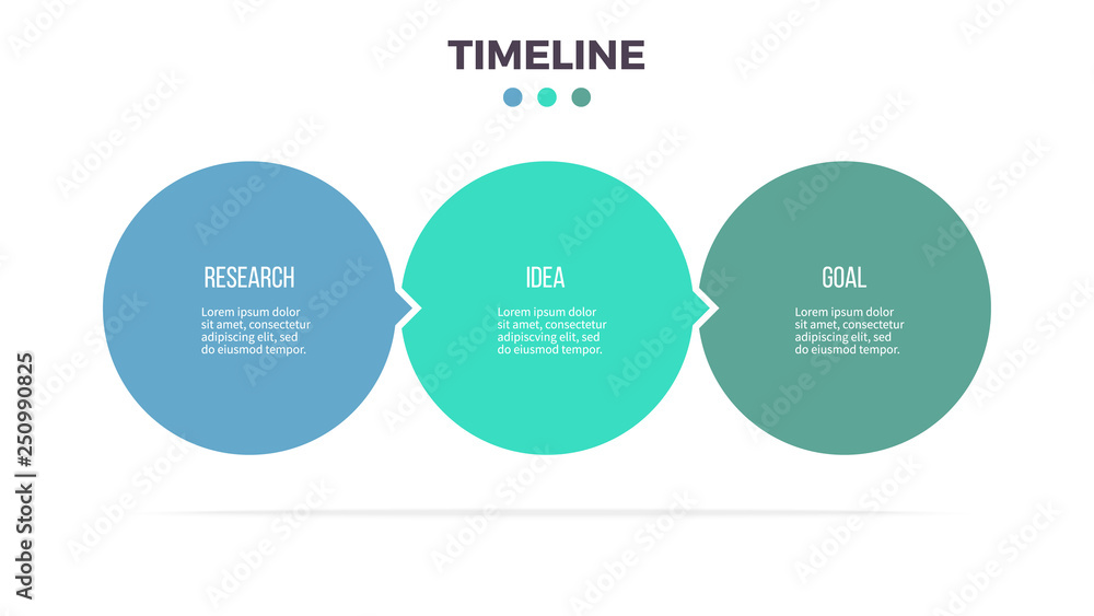 Business infographics. Timeline with 3 steps, options, circles. Vector template. Business infographics. Timeline with 3 steps, options, circles. Vector template.