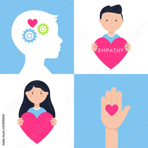 Emotional Intelligence, Empathy and Mental Health Concept Vector Illustrations Set