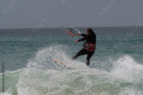 Capo Verde kite surfer beach scene  © Dirk