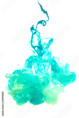 aquamarine blue paint in water, an explosion of paint under water ink.