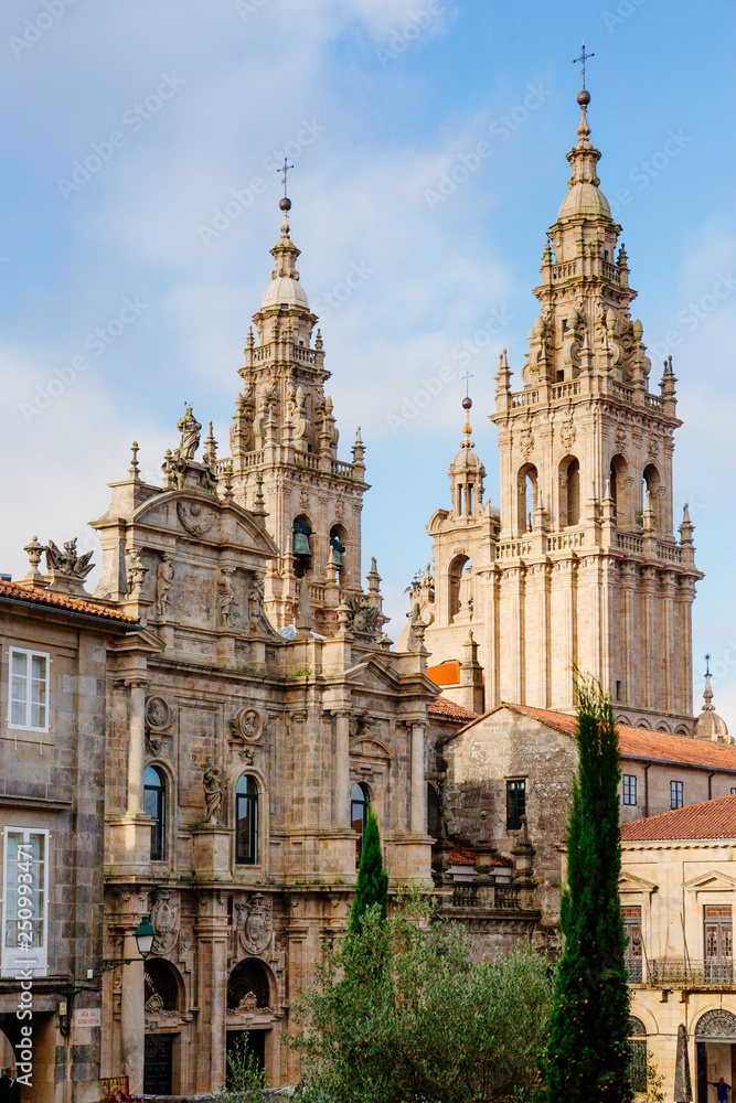 Santiago de Compostela, Cathedral at sunrise. Galicia, Spain