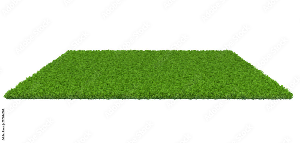 Naklejka Green lawn on white background. 3D illustration