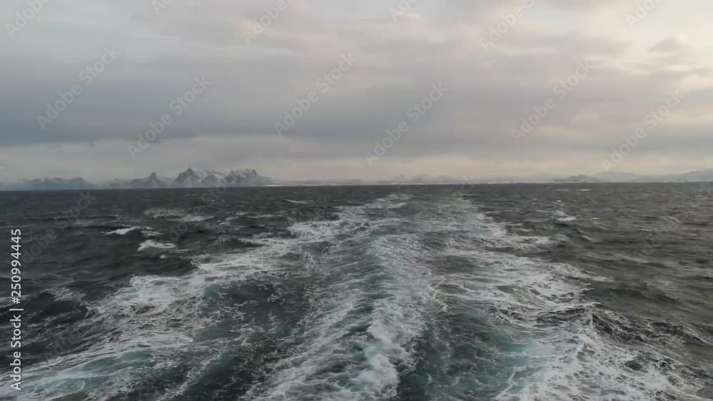 trail from the ship at sea, slow motion trail from the ship at sea, slow motion