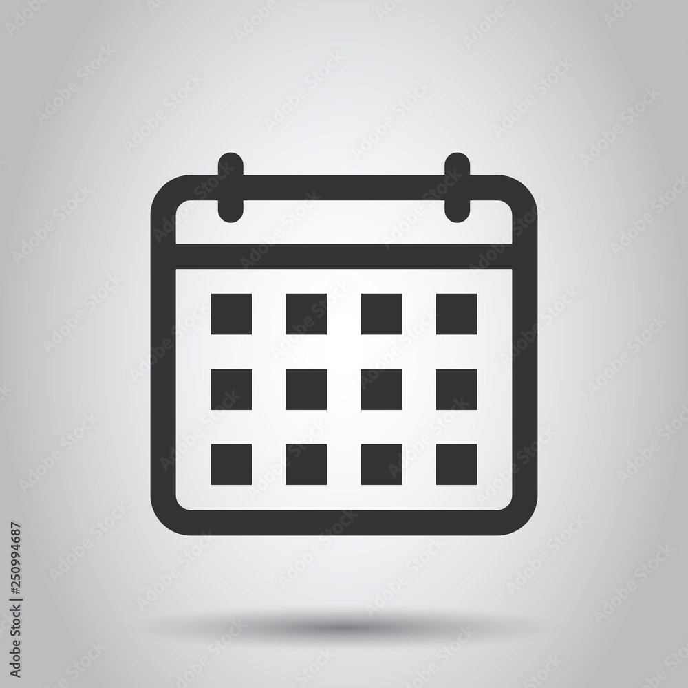 Calendar agenda icon in flat style. Planner vector illustration on white background. Calendar business concept. Calendar agenda icon in flat style. Planner vector illustration on white background. Calendar business concept.