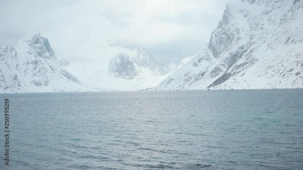 sea and mountains in winter