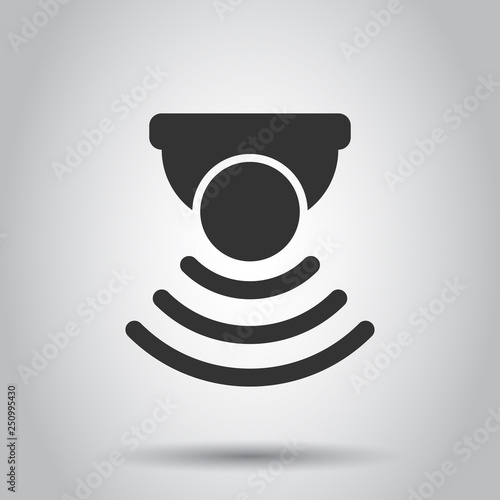 Motion sensor icon in flat style. Sensor waves vector illustration on white background. Security connection business concept.