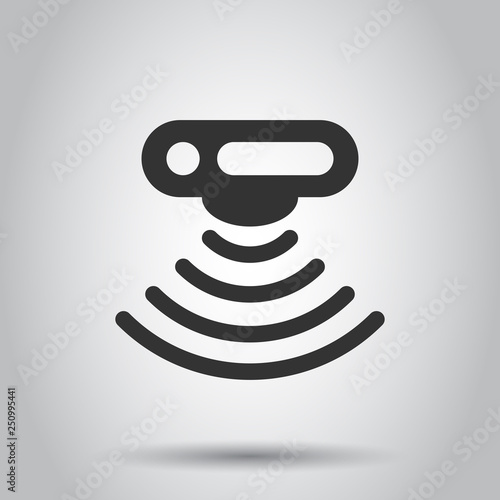 Motion sensor icon in flat style. Sensor waves vector illustration on white background. Security connection business concept.