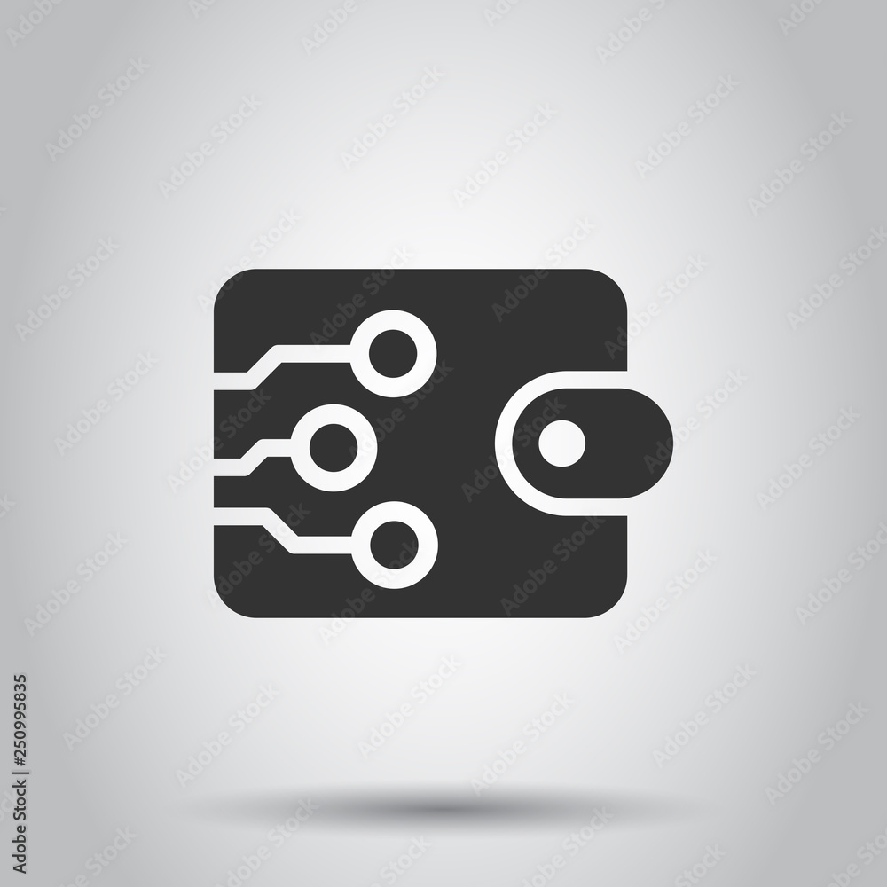 Digital wallet icon in flat style. Crypto bag vector illustration on white background. Online finance, e-commerce business concept. Digital wallet icon in flat style. Crypto bag vector illustration on white background. Online finance, e-commerce business concept.