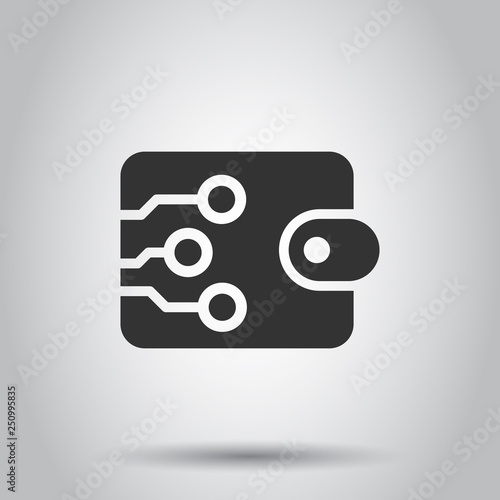 Digital wallet icon in flat style. Crypto bag vector illustration on white background. Online finance, e-commerce business concept.