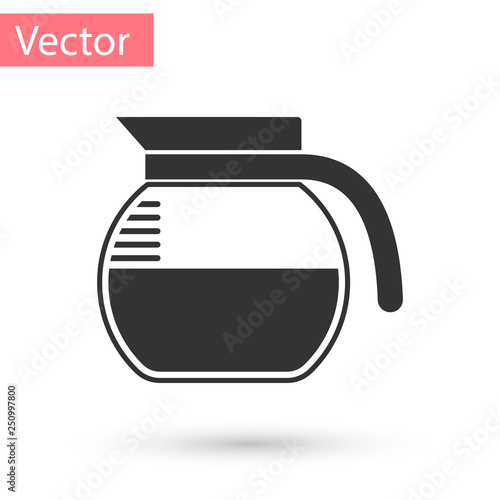 Grey Coffee pot icon isolated on white background. Vector Illustration