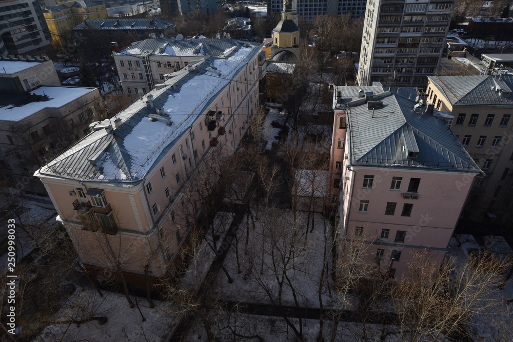Fototapeta premium landscape on the old city panel buildings