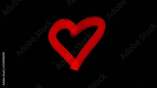 red heart on black background