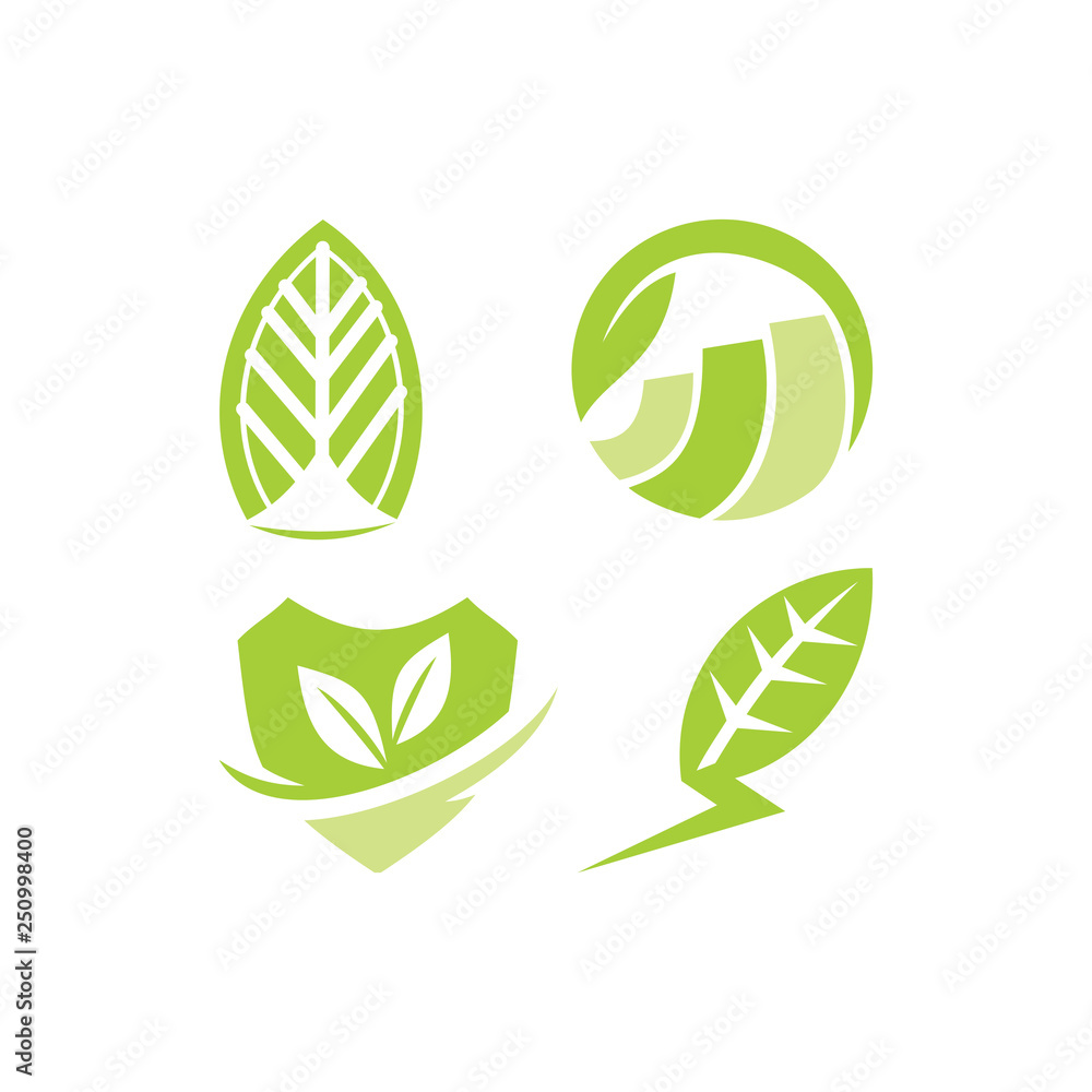 Leaf Logo Design Vector Template Set Leaf Logo Design Vector Template Set