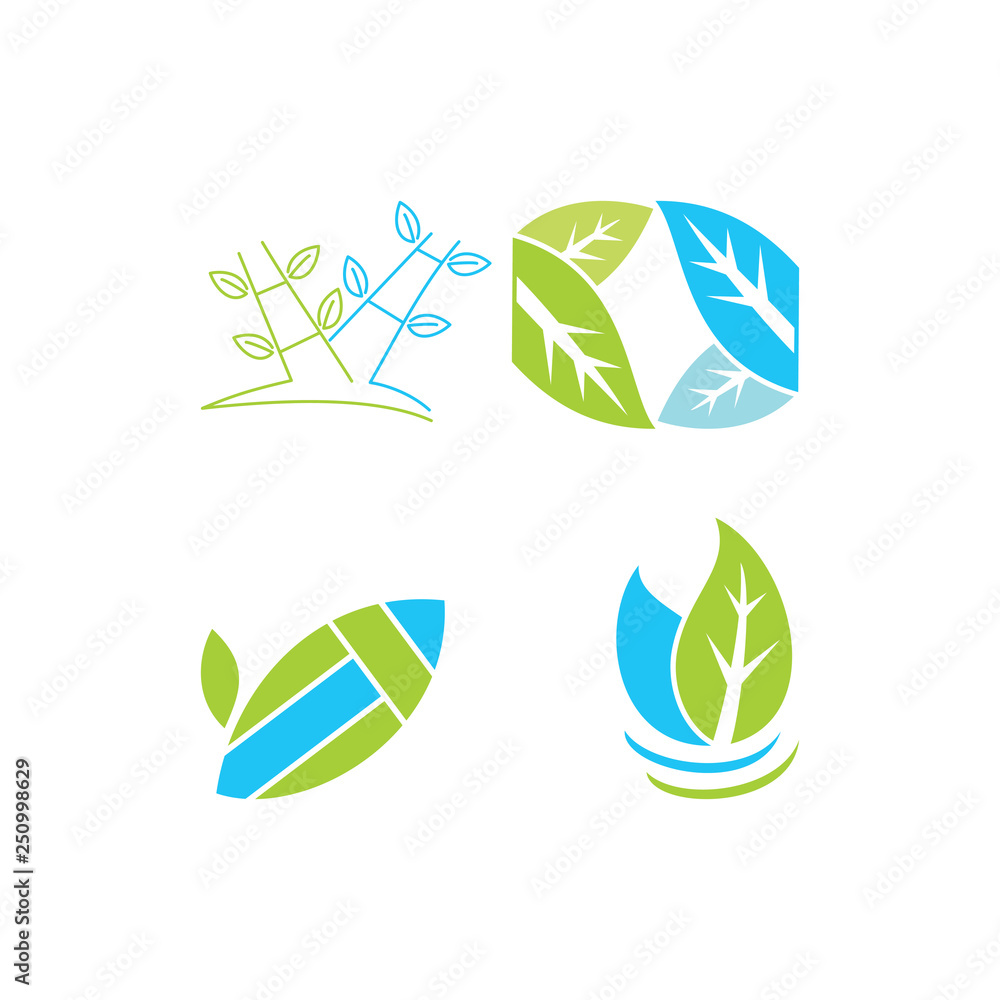 Fototapeta premium Leaf Logo Design Vector Template Set