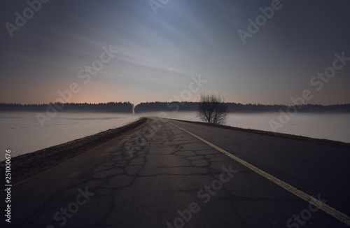 Night landscape of winter road. © Unique Vision