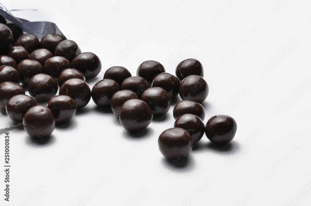 Tasty chocolate balls isolated on a white background
