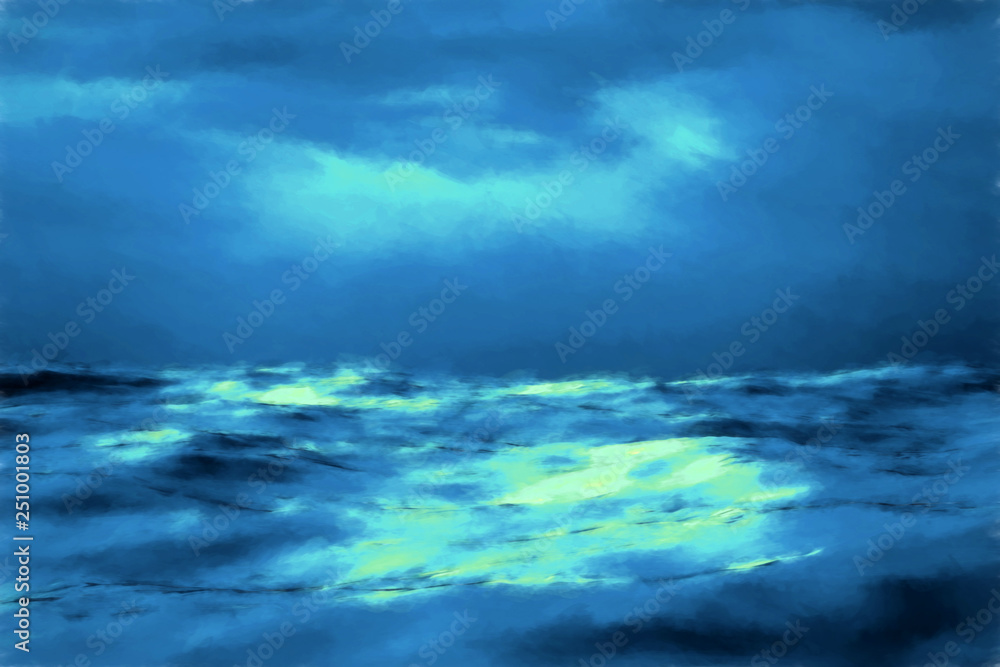 3d rendering of dark seascape painting