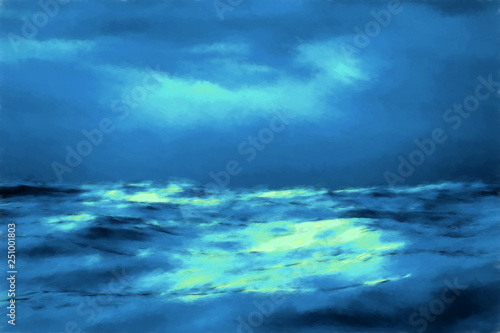 3d rendering of dark seascape painting