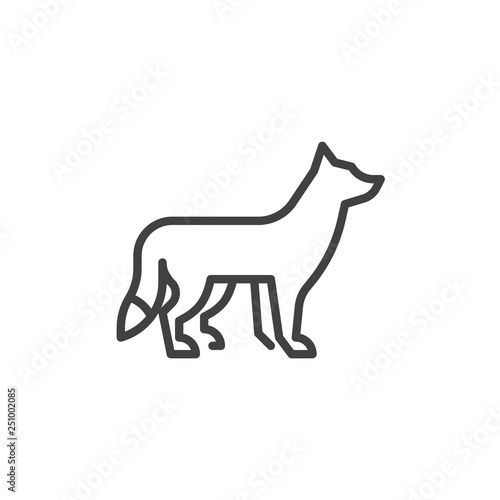 Fox side view line icon. linear style sign for mobile concept and web design. fox standing outline vector icon. Wild forest animal symbol  logo illustration. Pixel perfect vector graphics