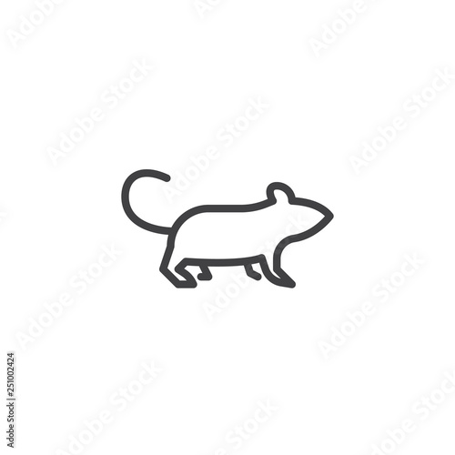 Rodent side view line icon. linear style sign for mobile concept and web design. walking rat outline vector icon. Pest animal symbol, logo illustration. Pixel perfect vector graphics