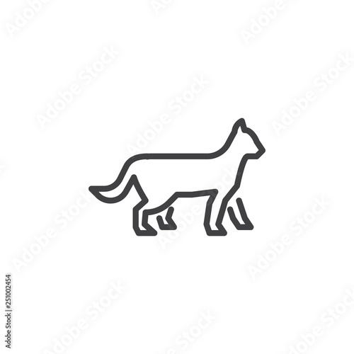 Walking cat line icon. linear style sign for mobile concept and web design. Wild cat side view outline vector icon. Pet animal symbol, logo illustration. Pixel perfect vector graphics