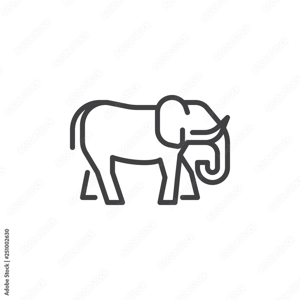 Elephant side view line icon. linear style sign for mobile concept and web design. Elephant stand outline vector icon. Wild animals symbol, logo illustration. Pixel perfect vector graphics Elephant side view line icon. linear style sign for mobile concept and web design. Elephant stand outline vector icon. Wild animals symbol, logo illustration. Pixel perfect vector graphics