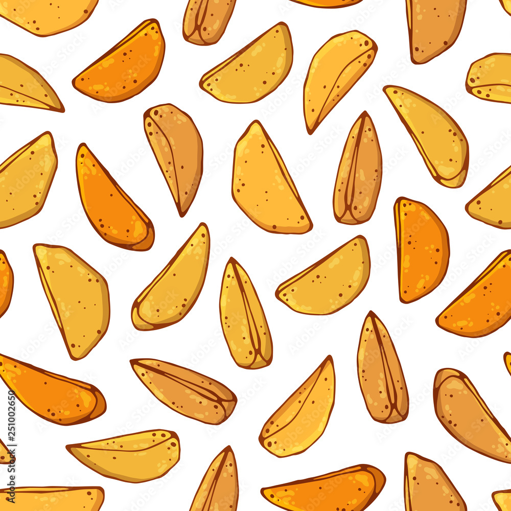 Vector pattern on the fast food theme: country potatoes.