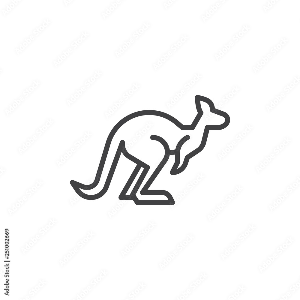 Kangaroo side view line icon. linear style sign for mobile concept and web design. Jumping kangaroo outline vector icon. Australian animal symbol, logo illustration. Pixel perfect vector graphics Kangaroo side view line icon. linear style sign for mobile concept and web design. Jumping kangaroo outline vector icon. Australian animal symbol, logo illustration. Pixel perfect vector graphics