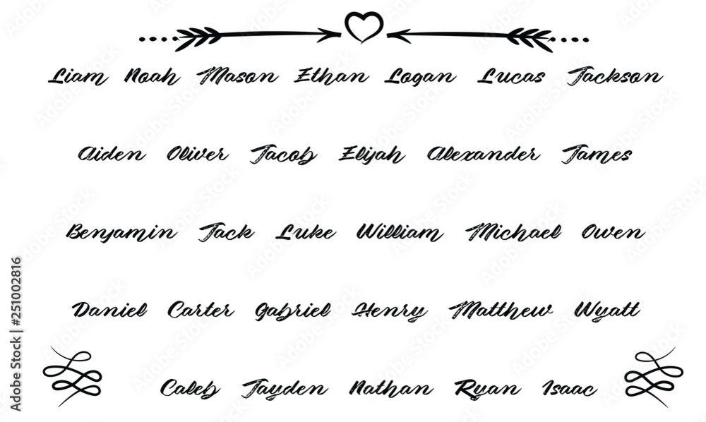 Most Popular Men Names In USA And UK Stock Vector Adobe Stock
