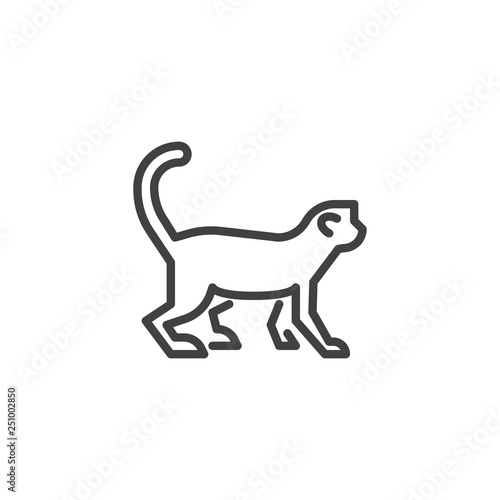 Monkey side view line icon. linear style sign for mobile concept and web design. Marmoset monkey outline vector icon. Wild animal symbol  logo illustration. Pixel perfect vector graphics