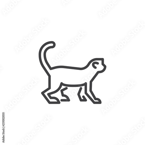Monkey side view line icon. linear style sign for mobile concept and web design. Marmoset monkey outline vector icon. Wild animal symbol, logo illustration. Pixel perfect vector graphics