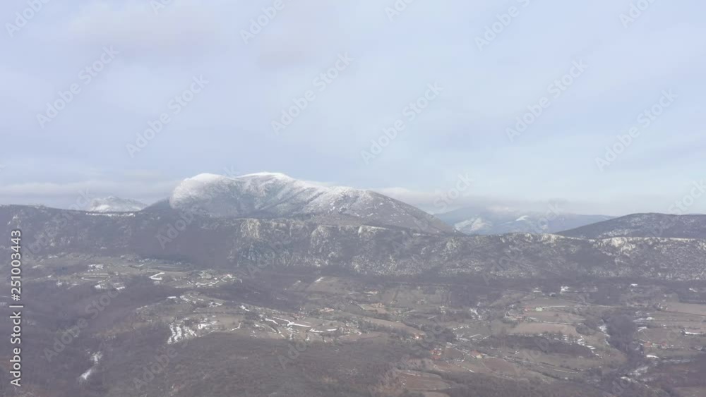 Stol mountain top under snow 4K aerial video Stol mountain top under snow 4K aerial video