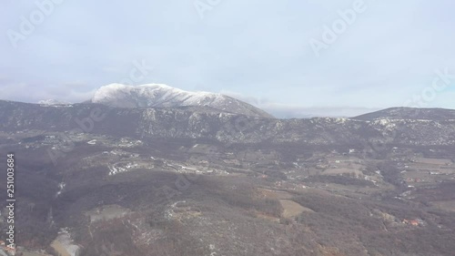 Winter scenery with Stol mountain 4K aerial footage photo