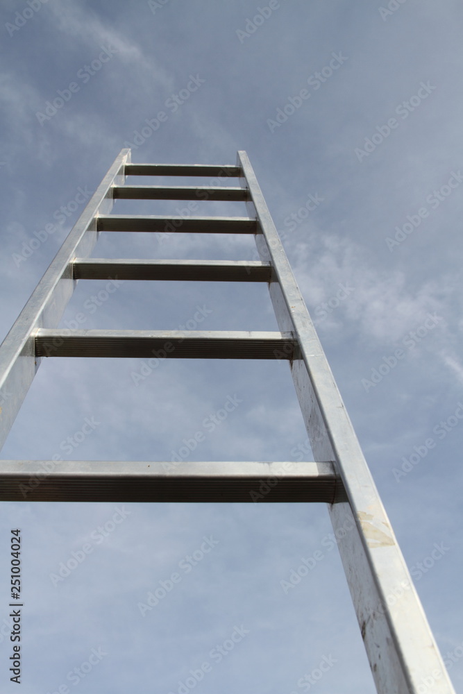 ein Mann versucht die Leiter hoch zu klettern Stock Photo | Adobe Stock